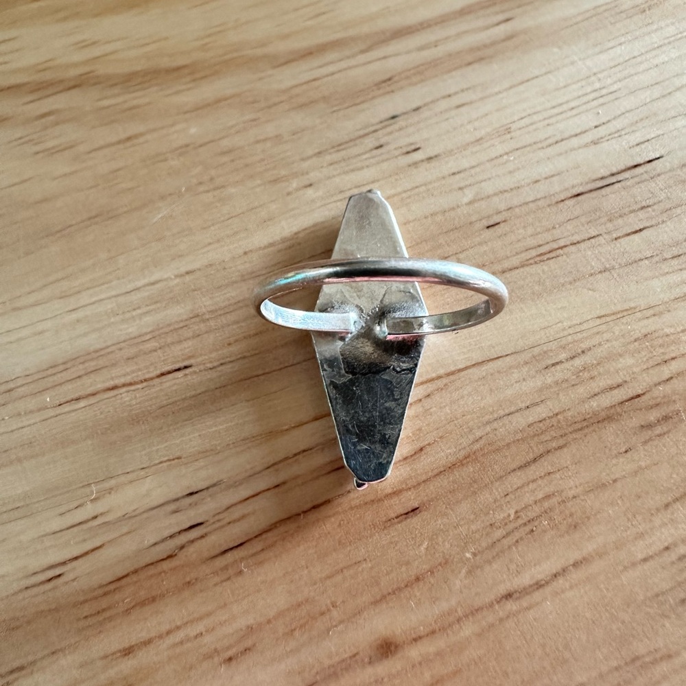 Geometric Silver Ring with Purple and Green inlay accents - Picture 9 of 14